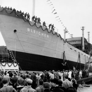 1958 – Stapellauf der BLEICHEN in der Nobiskrug-Werft