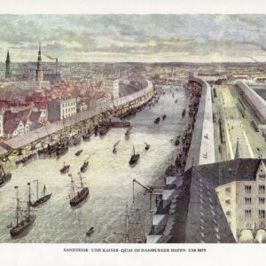 Historisches Gemälde vom Sandthor- und Kaiser-Quai im Hamburger Hafen um 1871